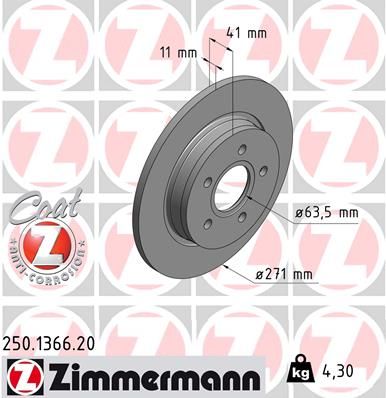 Тормозной диск ZIMMERMANN 250136620