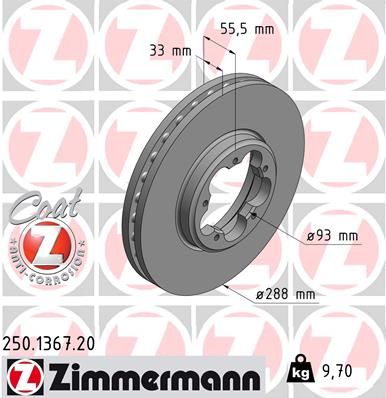 Тормозной диск ZIMMERMANN 250136720
