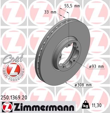 Тормозной диск ZIMMERMANN 250136920