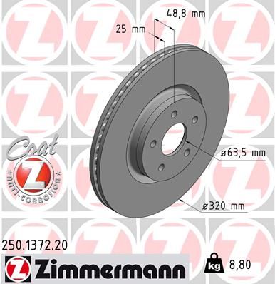 Тормозной диск ZIMMERMANN 250137220