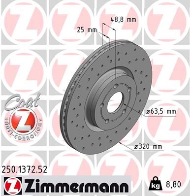 Тормозной диск ZIMMERMANN 250137252