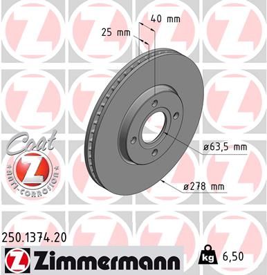 Тормозной диск ZIMMERMANN 250137420
