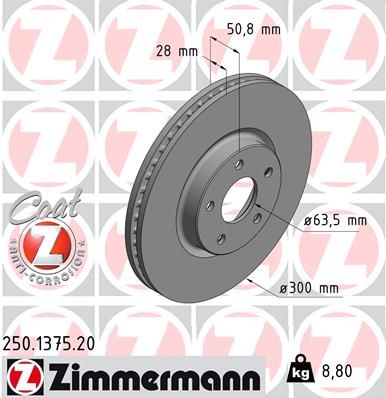 Тормозной диск ZIMMERMANN 250137520
