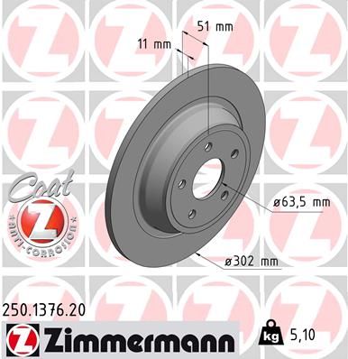 Тормозной диск ZIMMERMANN 250137620