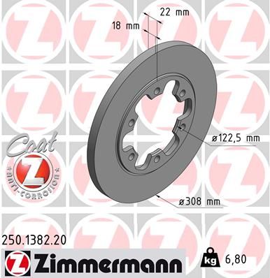 Тормозной диск ZIMMERMANN 250138220