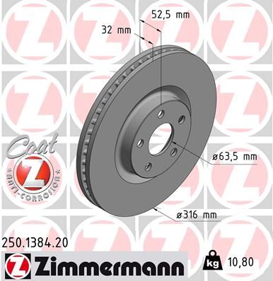 Тормозной диск ZIMMERMANN 250138420