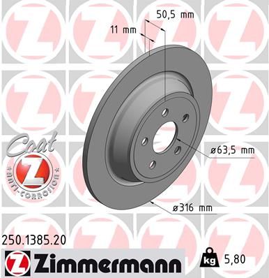 Тормозной диск ZIMMERMANN 250138520