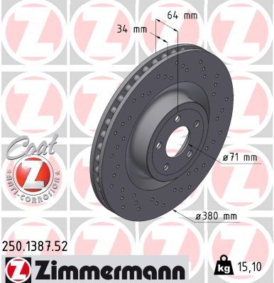 Тормозной диск ZIMMERMANN 250138752