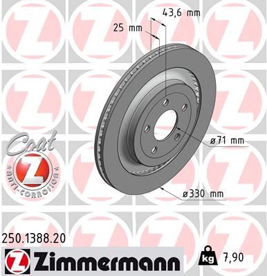 Тормозной диск ZIMMERMANN 250138820