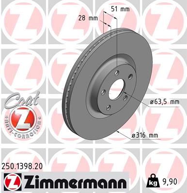 Тормозной диск ZIMMERMANN 250139820