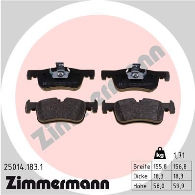 Комплект тормозных колодок, дисковый тормоз ZIMMERMANN 250141831