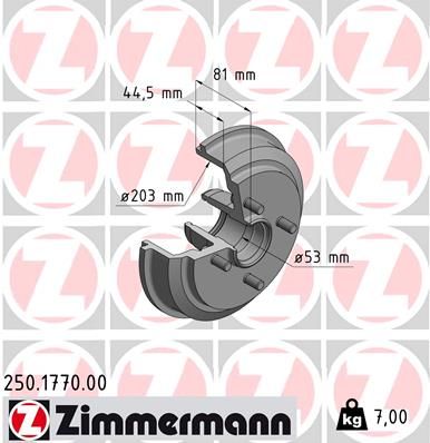 Тормозной барабан ZIMMERMANN 250177000