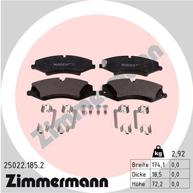Комплект тормозных колодок, дисковый тормоз ZIMMERMANN 250221852