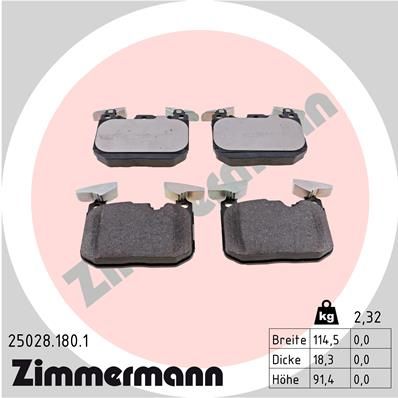 Комплект тормозных колодок, дисковый тормоз ZIMMERMANN 250281801