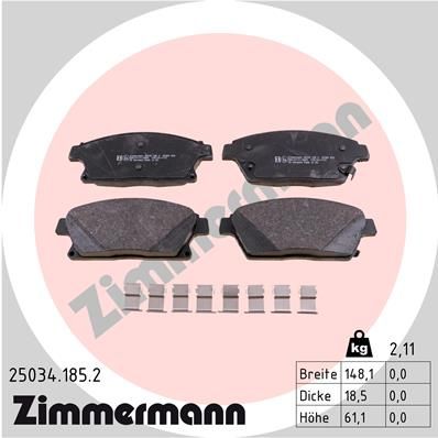 Комплект тормозных колодок, дисковый тормоз ZIMMERMANN 250341852