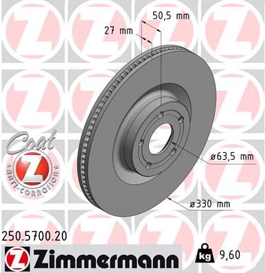 Тормозной диск ZIMMERMANN 250570020