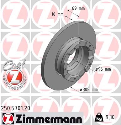 Тормозной диск ZIMMERMANN 250570120