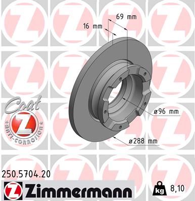 Тормозной диск ZIMMERMANN 250570420