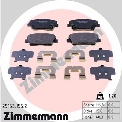 Комплект тормозных колодок, дисковый тормоз ZIMMERMANN 251531552