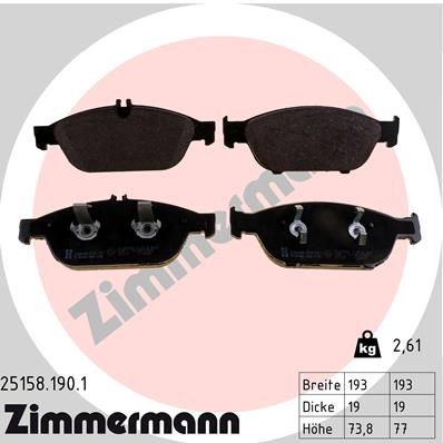Комплект тормозных колодок, дисковый тормоз ZIMMERMANN 251581901