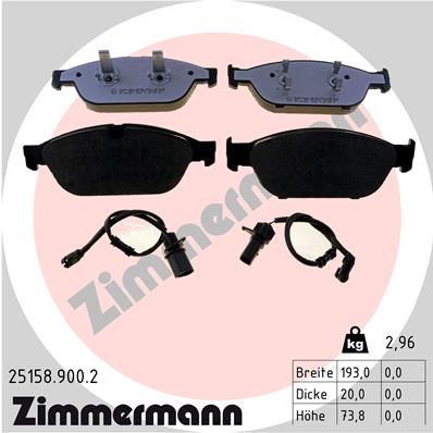 Комплект тормозных колодок, дисковый тормоз ZIMMERMANN 251589002