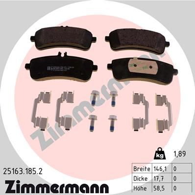 Комплект тормозных колодок, дисковый тормоз ZIMMERMANN 251631852