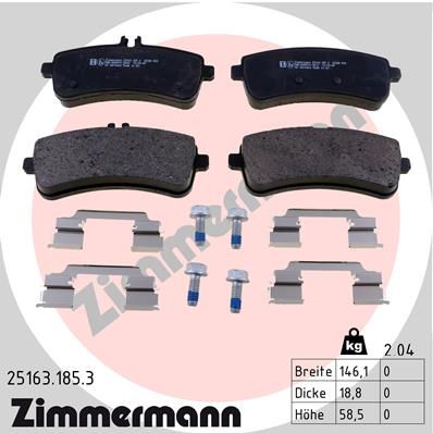 Комплект тормозных колодок, дисковый тормоз ZIMMERMANN 251631853