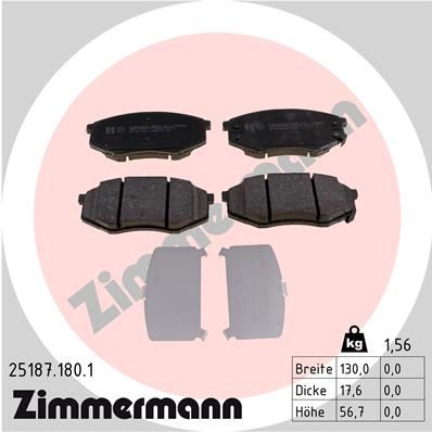 Комплект тормозных колодок, дисковый тормоз ZIMMERMANN 251871801