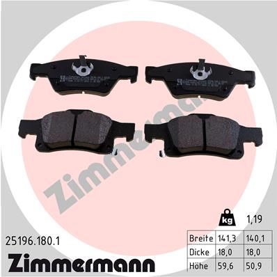 Комплект тормозных колодок, дисковый тормоз ZIMMERMANN 251961801