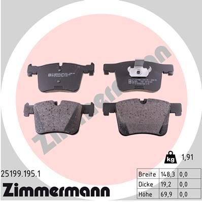 Комплект тормозных колодок, дисковый тормоз ZIMMERMANN 251991951