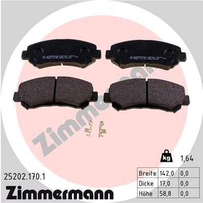 Комплект тормозных колодок, дисковый тормоз ZIMMERMANN 252021701