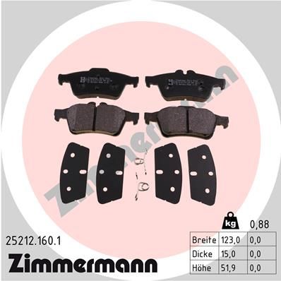 Комплект тормозных колодок, дисковый тормоз ZIMMERMANN 252121601
