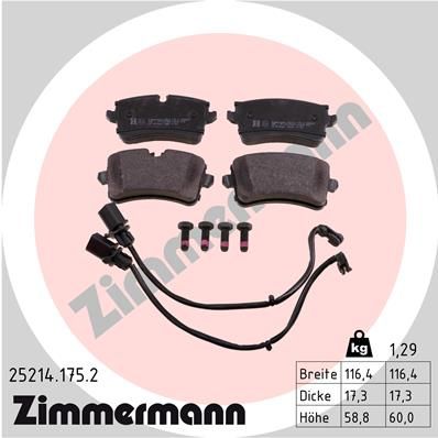 Комплект тормозных колодок, дисковый тормоз ZIMMERMANN 252141752