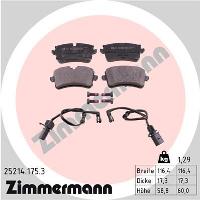 Комплект тормозных колодок, дисковый тормоз ZIMMERMANN 252141753
