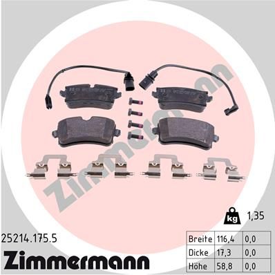 Комплект тормозных колодок, дисковый тормоз ZIMMERMANN 252141755