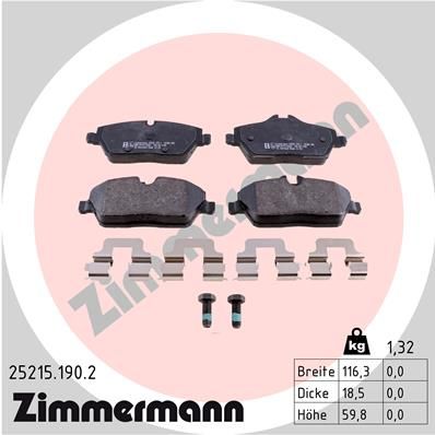 Комплект тормозных колодок, дисковый тормоз ZIMMERMANN 252151902