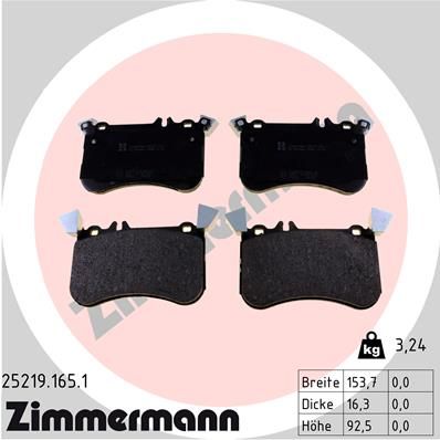 Комплект тормозных колодок, дисковый тормоз ZIMMERMANN 252191651