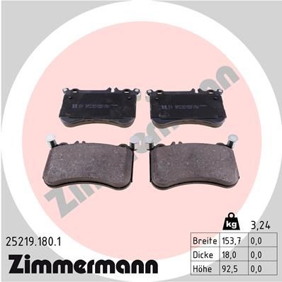 Комплект тормозных колодок, дисковый тормоз ZIMMERMANN 252191801