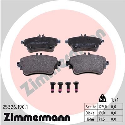 Комплект тормозных колодок, дисковый тормоз ZIMMERMANN 253261901