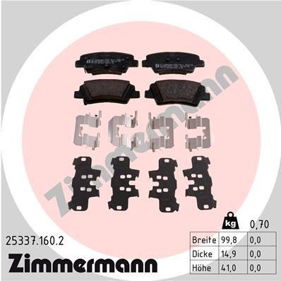 Комплект тормозных колодок, дисковый тормоз ZIMMERMANN 253371602