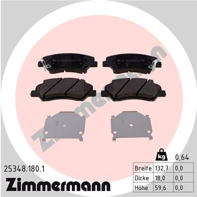 Комплект тормозных колодок, дисковый тормоз ZIMMERMANN 253481801