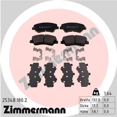 Комплект тормозных колодок, дисковый тормоз ZIMMERMANN 253481802