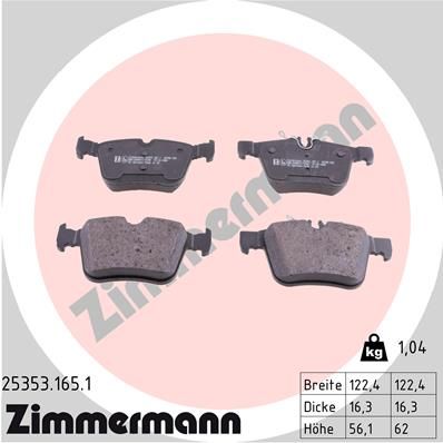 Комплект тормозных колодок, дисковый тормоз ZIMMERMANN 253531651