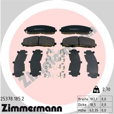 Комплект тормозных колодок, дисковый тормоз ZIMMERMANN 253781852