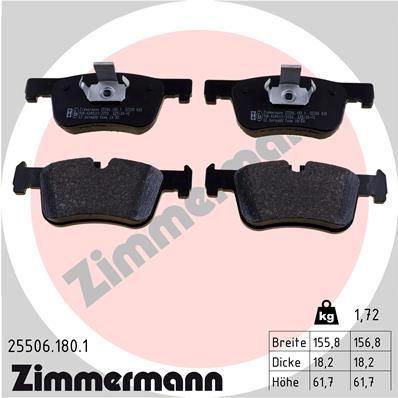 Комплект тормозных колодок, дисковый тормоз ZIMMERMANN 255061801