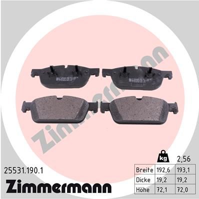Комплект тормозных колодок, дисковый тормоз ZIMMERMANN 255311901