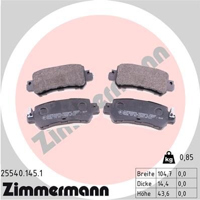 Комплект тормозных колодок, дисковый тормоз ZIMMERMANN 255401451