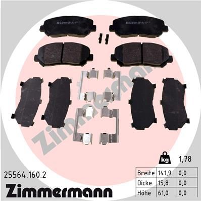 Комплект тормозных колодок, дисковый тормоз ZIMMERMANN 255641602
