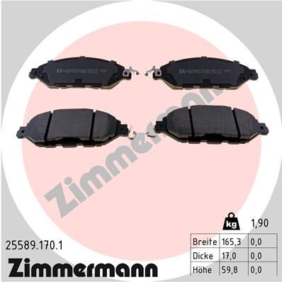 Комплект тормозных колодок, дисковый тормоз ZIMMERMANN 255891701
