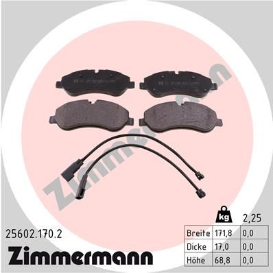 Комплект тормозных колодок, дисковый тормоз ZIMMERMANN 256021702